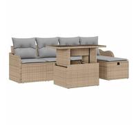 vidaXL Ensemble de canapé de Jardin 6 pcs Beige Poly rotin, Canapé d'extérieur, Moderne et léger, rectangulaire, résistant aux UV, avec rangements, pour Jardin et terrasse