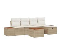 vidaXL Ensemble de canapé de Jardin 6 pcs Beige Poly rotin, Canapé d'extérieur, Salon de Jardin, mobilier de Patio, chaises pour Espace de détente