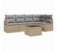 vidaXL Ensemble de canapé de Jardin 6 pcs Beige Poly rotin, Canapé Lounge Moderne, modulable, avec Pieds réglables, pour Jardin et terrasse, Ensemble Chic en tisse.