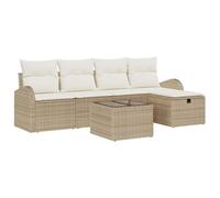 vidaXL Ensemble de canapé de Jardin 6 pcs Beige Poly rotin, Canapé modulable de Jardin et terrasse, fauteuils Lounge résistants, Pieds réglables, mobilier Tout-Temps.