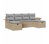 vidaXL Ensemble de canapé de Jardin 6 pcs Beige Poly rotin, Canapé modulable pour Le Jardin et la terrasse, léger, Durable, résistant aux UV, idéal pour l'extérieur