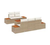 vidaXL Ensemble de canapé de Jardin 6 pcs Beige Poly rotin, Ensemble de Salon Jardin et terrasse, canapé modulable en rotin, mobilier extérieur résistant au Soleil