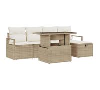 vidaXL Ensemble de canapé de jardin avec coussins avec mémoire 6 pcs Beige Poly Rattan
