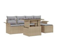 vidaXL Ensemble de canapé de Jardin 6 pcs Beige Poly rotin, Salon de Jardin Moderne, mobilier résistant aux intempéries, modulable, fauteuils Confortables, Pieds Ajustables.