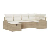 Ensemble De Canapé De Jardin Vidaxl 6 Pièces Avec Coussins Beige Poly Rattan, Canapé De Jardin 2 Places Vidaxl Avec Rangement Et Coussins Beige Poly Rattan