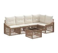 vidaXL Ensemble de canapé de Jardin 6 pcs Beige polyrotin, Canapé de Jardin, Design modulable, résistant aux intempéries, Confort Balcon, Salon extérieur, mobilier arrière-Cour