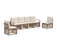 vidaXL Ensemble de canapé de Jardin 6 pcs Beige polyrotin, Canapé de Jardin Moderne et résistant aux intempéries, en polyrotin, mobilier Confortable pour l'extérieur