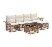 vidaXL Ensemble de canapé de Jardin 6 pcs Beige polyrotin, Canapé de Jardin Moderne, résistant aux intempéries, Design modulable, Fauteuil de terrasse, détente en extérieur