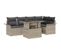 vidaXL Ensemble de canapé de Jardin 6 pcs Gris Clair Poly rotin, Jardin et Terrasse, Canapé Extérieur Rectangulaire, Meuble Modulaire, Pieds Réglables, Ensemble Lounge Résistant
