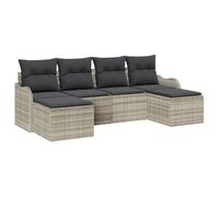 vidaXL Ensemble de canapé de Jardin 6 pcs Gris Clair Poly rotin, Salon de Jardin et terrasse, Set modulable, rectangulaire, résistant aux UV, canapé d’extérieur, mobilier sectionnel