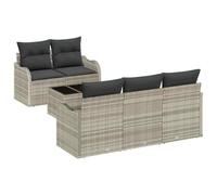 vidaXL Ensemble de Canapé de Jardin en 6 pièces avec Coussins Gris Clair en Rattan Poly