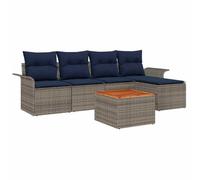 vidaXL Ensemble de canapé de Jardin 6 pcs Gris et Bleu Marine, Canapé Moderne modulable pour Jardin, terrasse, mobilier en rotin Durable, Coin Salon résistant UV