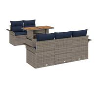 vidaXL Ensemble de canapé de Jardin 6 pcs Gris Poly rotin, Canapé modulable Moderne, résistant aux UV, pour Le Jardin et la terrasse, Meubles durables pour se détendre