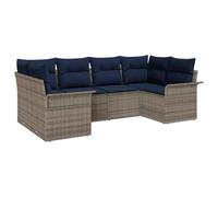 vidaXL Ensemble de canapé de Jardin 6 pcs Gris Poly rotin, Jardin et Terrasse, Canapé modulable, résistant aux UV, sièges Flexibles pour Un Espace Moderne