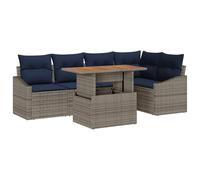 vidaXL Ensemble de canapé de Jardin 6 pcs Gris Poly rotin, Salon Jardin et Terrasse, Ensemble mobilier d'extérieur Moderne, canapé Chic avec rangements, matériaux résistants