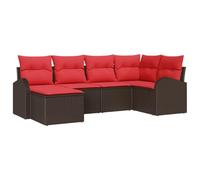 vidaXL Ensemble de canapé de Jardin 6 pcs Marron Poly Rattan, Salon de Jardin et terrasse, Ensemble Lounge Moderne, canapé extérieur, Coussins résistants aux UV, sièges stylés