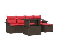 vidaXL Ensemble de canapé de Jardin 6 pcs Marron Poly rotin, Ensemble de canapés d'extérieur, modulable et Robuste, Design rectangulaire, mobilier de Jardin stylé avec Rangement