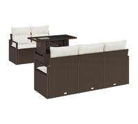 vidaXL Ensemble de canapés Jardin 6 pièces avec Coussins en Poly rotin Marron