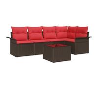 vidaXL Ensemble de canapé de Jardin 6 pcs Marron polyrotin, Canapé de Jardin modulable, mobilier d'extérieur, étanche, résistant aux UV, léger, élégant, rectangulaire