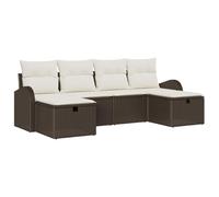 vidaXL Ensemble de canapé de Jardin 6 pcs Marron polyrotin, Canapé Modulaire Moderne pour Jardin, Terrasse, Mobilier Léger, Résistant aux UV, Design Gain de Place