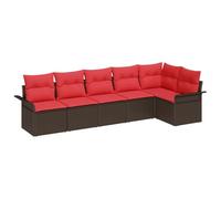 vidaXL Ensemble de canapé de Jardin 6 pcs Marron polyrotin, Mobilier de Jardin et terrasse, canapé résistant aux UV, Salon extérieur, idéal pour patios et espaces Lounge