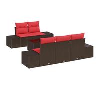 vidaXL Ensemble de canapé de Jardin 6 pcs Marron polyrotin, Salon de Jardin, mobilier modulaire, rectangulaire, Confortable, léger, résistant aux UV en rotin