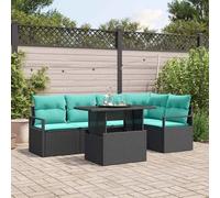 Vidaxl Ensemble De Canapé De Jardin 6 Pcs Noir Et Bleu Polyrotin
