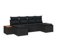 vidaXL Ensemble de canapé de Jardin 6 pcs Noir Poly Rattan, Canapé d'extérieur modulable, Confortable mobilier, idéal pour Jardin et terrasse, résistant aux intempéries