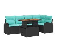 vidaXL Ensemble de canapé de Jardin 6 pcs Noir Poly rotin, Canapé de Jardin Moderne, mobilier de terrasse élégant, Rangement Durable, sièges Flexibles pour cocooning en Plein air