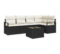 vidaXL Ensemble de canapé de Jardin 6 pcs Noir Poly rotin, Canapé Lounge Moderne, modulable, avec Pieds réglables, pour Jardin et terrasse, Ensemble Chic en tisse.