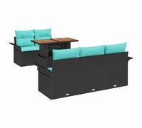 vidaXL Ensemble de canapé de Jardin 6 pcs Noir Poly rotin, Canapé modulable Moderne, résistant aux UV, pour Le Jardin et la terrasse, Meubles durables pour se détendre