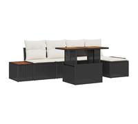 vidaXL Ensemble de canapé de Jardin 6 pcs Noir Poly rotin, Sofa Moderne pour Jardin et terrasse, Arrangement Lounge Flexible, mobilier idéal pour des Repas en Plein air