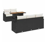 Ensemble de canapé de jardin 6 pièces avec coussins Noir Rotin poly 3358133