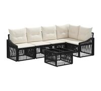 vidaXL Ensemble de canapé de Jardin 6 pcs Noir polyrotin, Canapé de Jardin, Design modulable, résistant aux intempéries, Confort Balcon, Salon extérieur, mobilier arrière-Cour