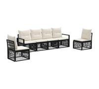 vidaXL Ensemble de canapé de Jardin 6 pcs Noir polyrotin, Canapé de Jardin Moderne et résistant aux intempéries, en polyrotin, mobilier Confortable pour l'extérieur