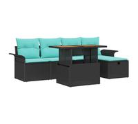 vidaXL Ensemble de canapé de Jardin 6 pcs Noir polyrotin, Canapé en rotin Moderne pour Jardin et terrasse, résistant aux UV, au Temps, Parfait pour l'extérieur