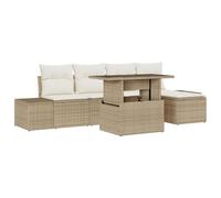 Vidaxl Ensemble De Canapé De Jardin 6 Pièces Avec Coussins Beige En Rotin Synthétique Beige