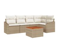 Vidaxl Ensemble De Canapé De Jardin 6 Pièces Avec Coussins Beige Poly Rattan Acacia Beige