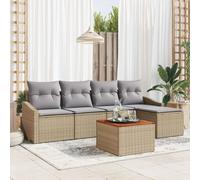 Vidaxl Ensemble De Canapé De Jardin 6 Pièces Avec Coussins Beige Polyrotin Acacia