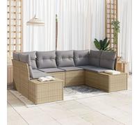 Vidaxl Ensemble De Canapé De Jardin 6 Pièces Avec Coussins Beige Rattan