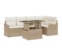 Ensemble De Canapé De Jardin 6 Pièces Avec Coussins Beige Rotin, Canapé De Jardin 2 Places Avec Coussins Beige Rotin 3348467 Multicolore