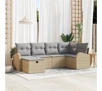Ensemble de canapé de jardin 6 pièces avec coussins Beige Rotin 3359079