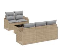 vidaXL Ensemble de canapé de Jardin 6 pièces avec Coussins Beiges et Gris Clair en rotin synthétique. Parfait pour terrasse, Balcon ou Salon de Jardin Moderne au Printemps et en été.
