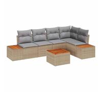vidaXL Ensemble de canapé de Jardin 6 pièces avec Coussins, en Beige et Gris Clair, Style modulable en rotin. Idéal pour se Poser confortablement Dehors.