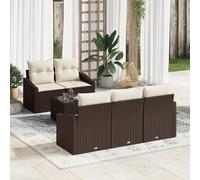 Vidaxl Ensemble De Canapé De Jardin 6 Pièces Avec Coussins En Rotin Marron Marron