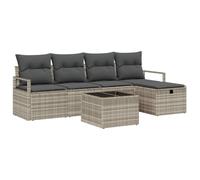 Vidaxl Ensemble De Canapé De Jardin 6 Pièces Avec Coussins Gris Clair En Poly-Rattan