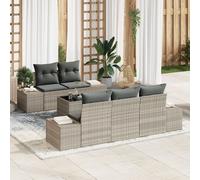 Vidaxl Ensemble De Canapé De Jardin 6 Pièces Avec Coussins Gris Clair En Poly Rattan Gris