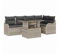 vidaXL Ensemble de canapé de jardin avec coussins 6 pcs gris clair Poly rotin