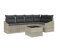 Vidaxl Ensemble De Canapé De Jardin 6 Pièces Avec Coussins Gris Poly Rattan Gris