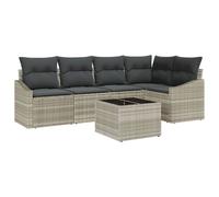 Vidaxl Ensemble De Canapé De Jardin 6 Pièces Avec Coussins Gris Poly Rattan Gris